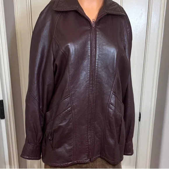 Vintage Brown Leather Jacket Women’s Small Made USA Zip Front Vericci - Picture 2 of 7